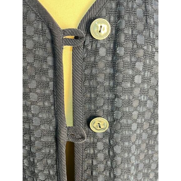 Cynthia Max Button Down Cardigan Sweater Navy Blue Pocket Womens Size Petite - Picture 9 of 13